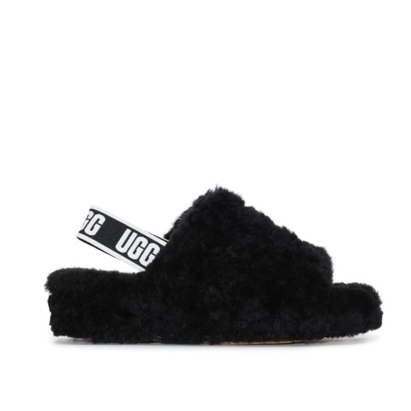 UGG Fluff Yeah Slide Flatform Slippers Sandals Black Size 6 - Picture 1 of 9